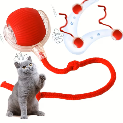 USB Rechargeable Self-Moving Interactive Cat Toy with Rope