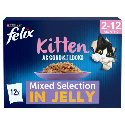 FELIX As Good As It Looks Kitten Mixed Selection Wet Cat Food Pouches 12x85g