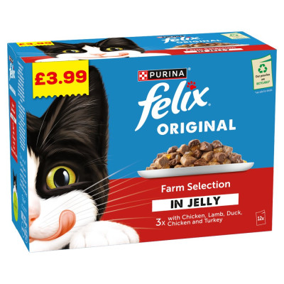 FELIX Original Farm Selection Jelly Wet Cat Food 12x85g